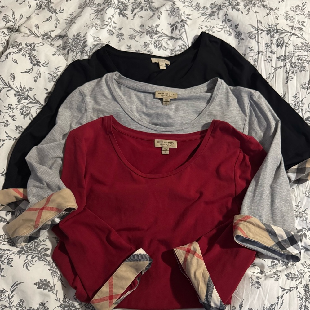 Trio of Burberry Brit TShirts, 3/4 sleeves. XL